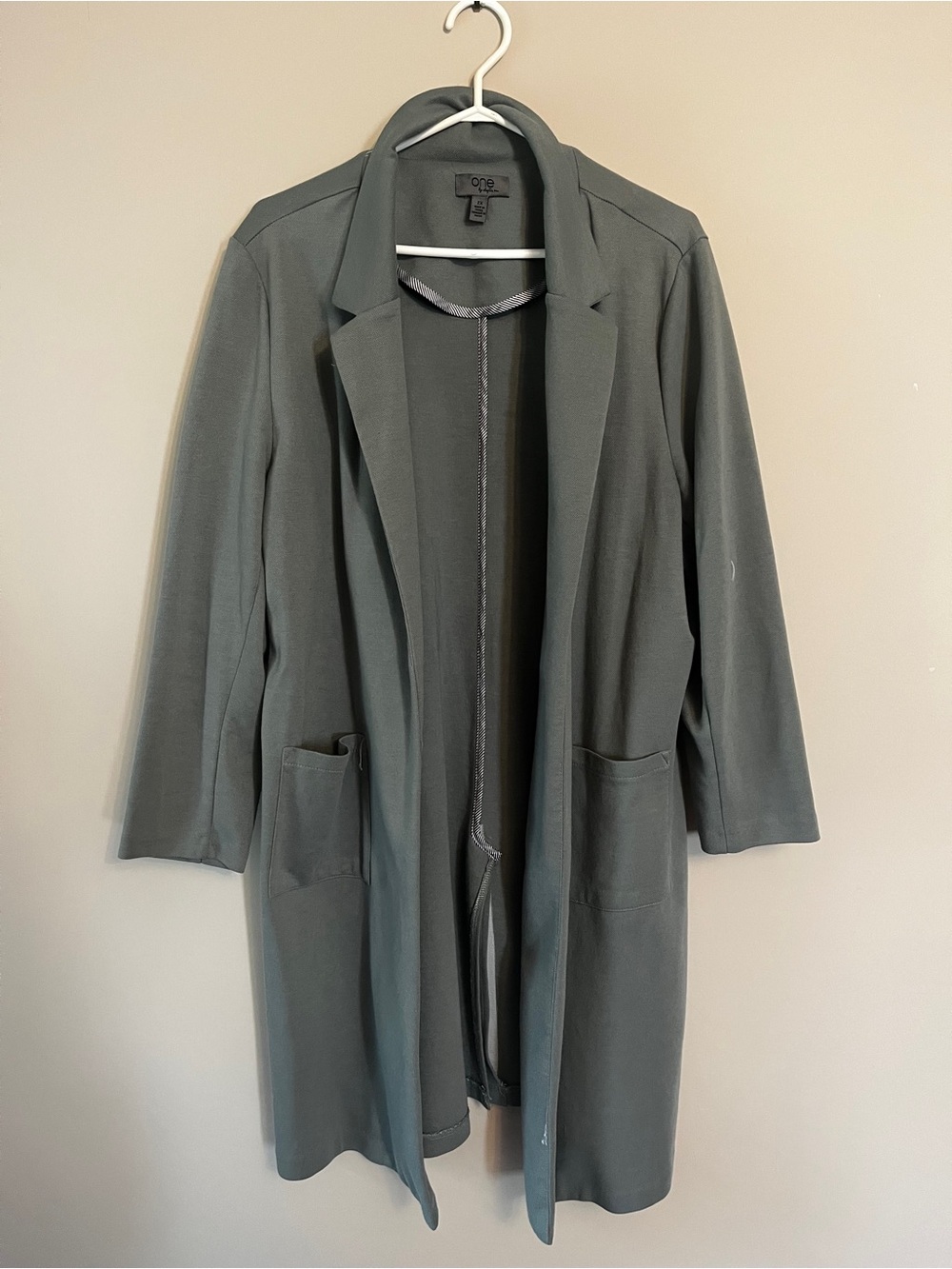 Sage Green Open-Front Longline Women's Cardigan